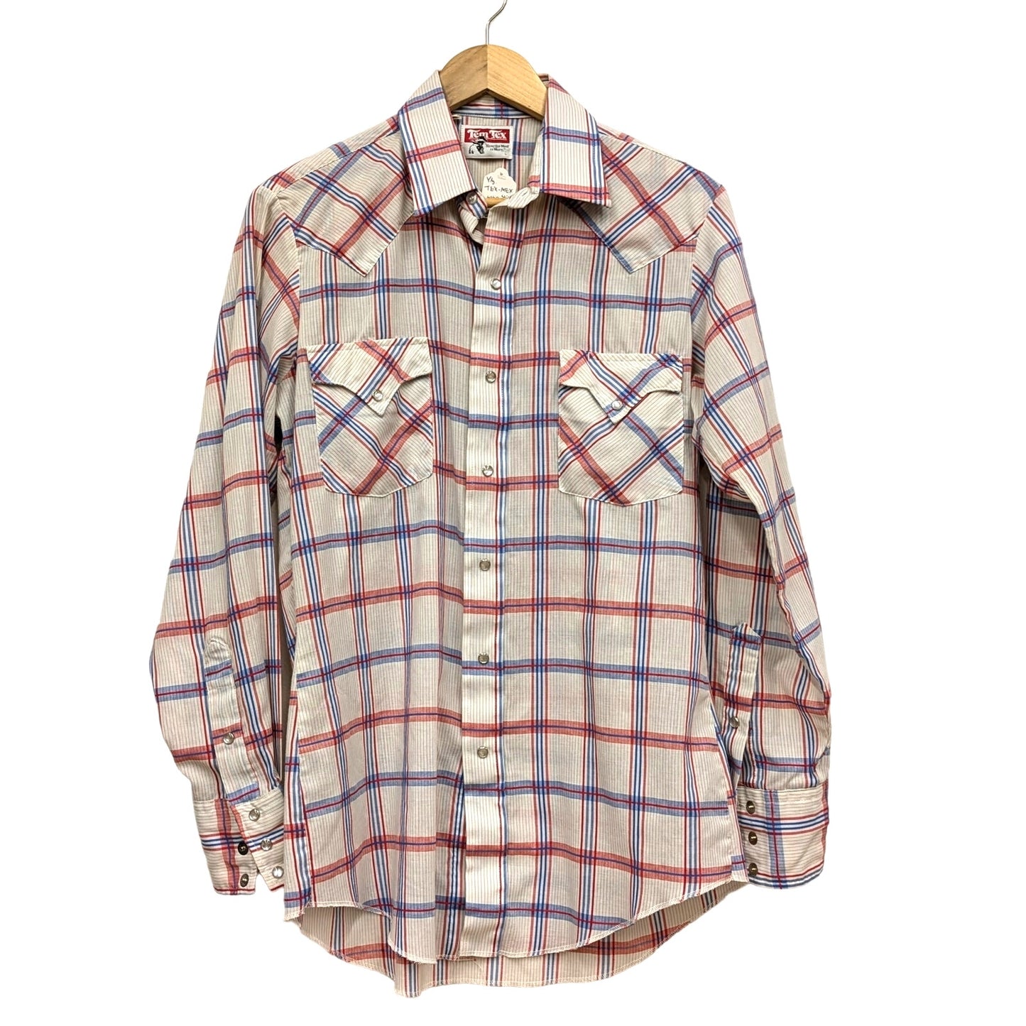 Vintage Tex Mex weastern plaid shirt with pearl snap buttons