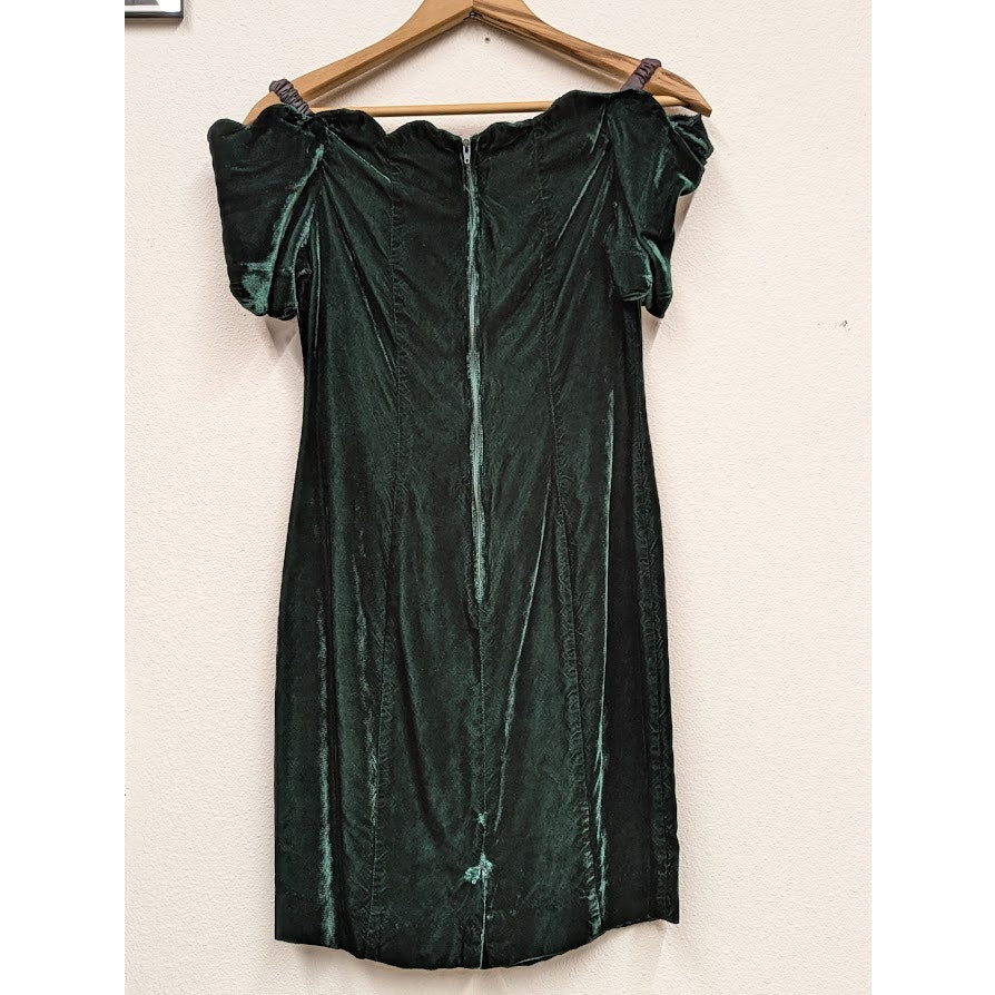 Vintage 80s Green Velvet Expo Nite Dress