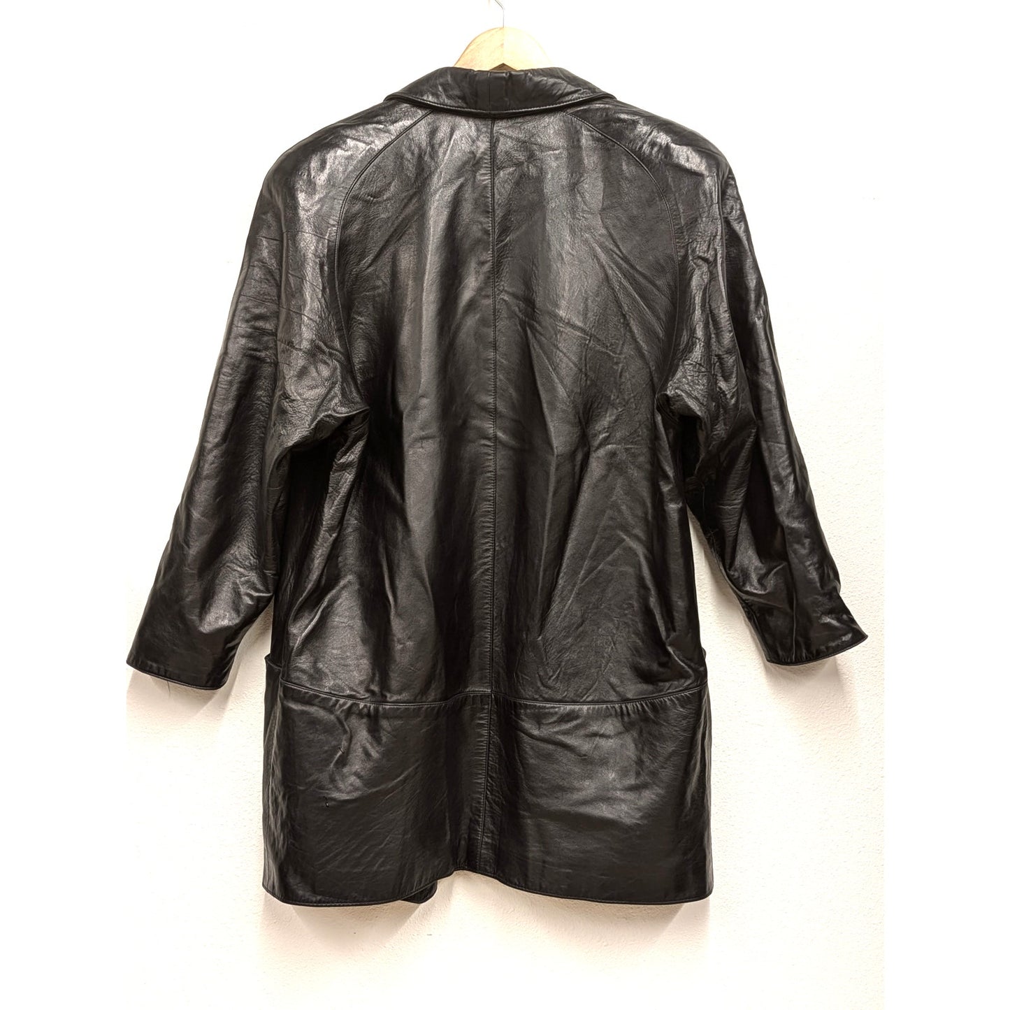 1980s Black Leather Maxima Trench Coat