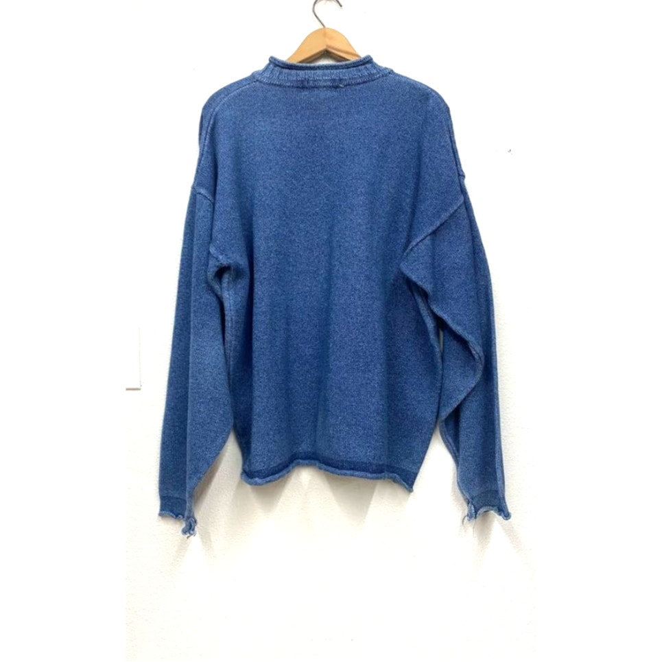 Antonio Fleri Denim Blues V-Neck Knit Sweater