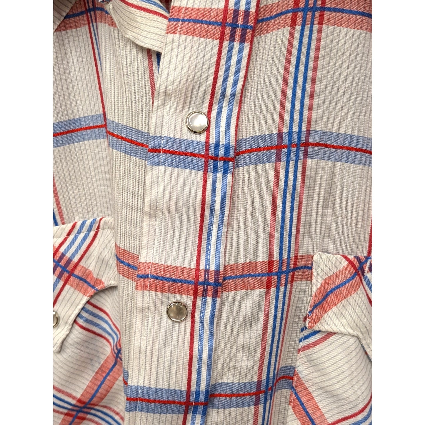 Vintage Tex Mex weastern plaid shirt with pearl snap buttons