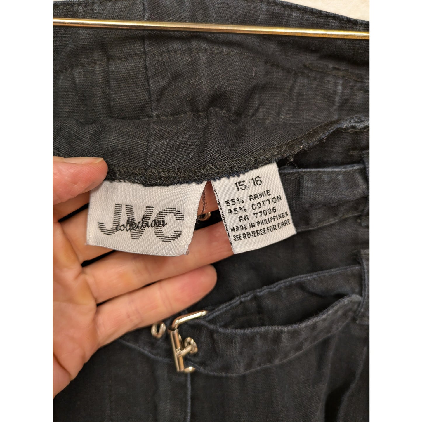 80s JVC Collection Black Cotten Blend Tapered Buckle Trousers