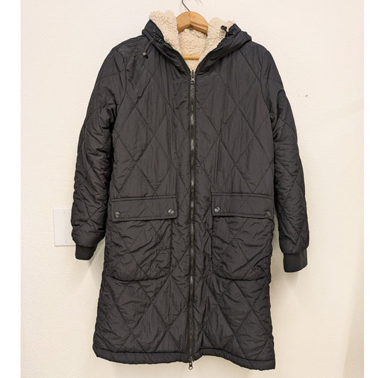 Black Sherpa Lined Puffer Parka