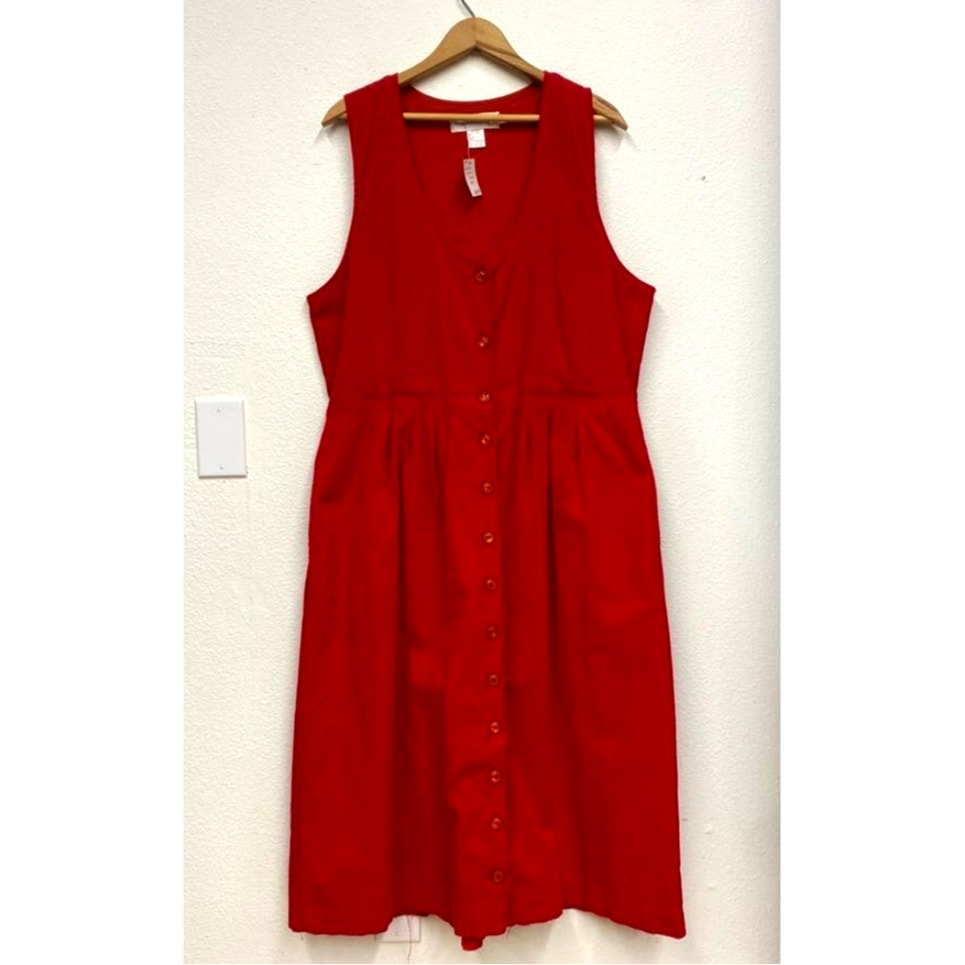 90s Red Corduroy Summer Dress