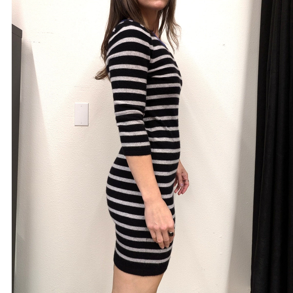 Aqua Cashmere Striped Sweater Dress