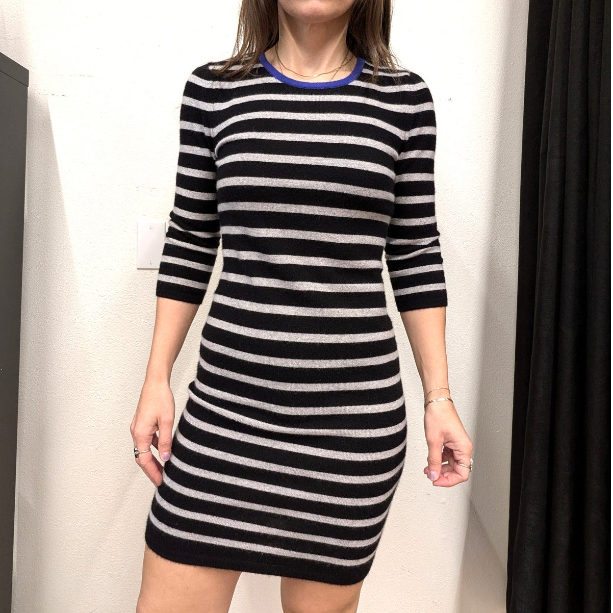 Aqua Cashmere Striped Sweater Dress