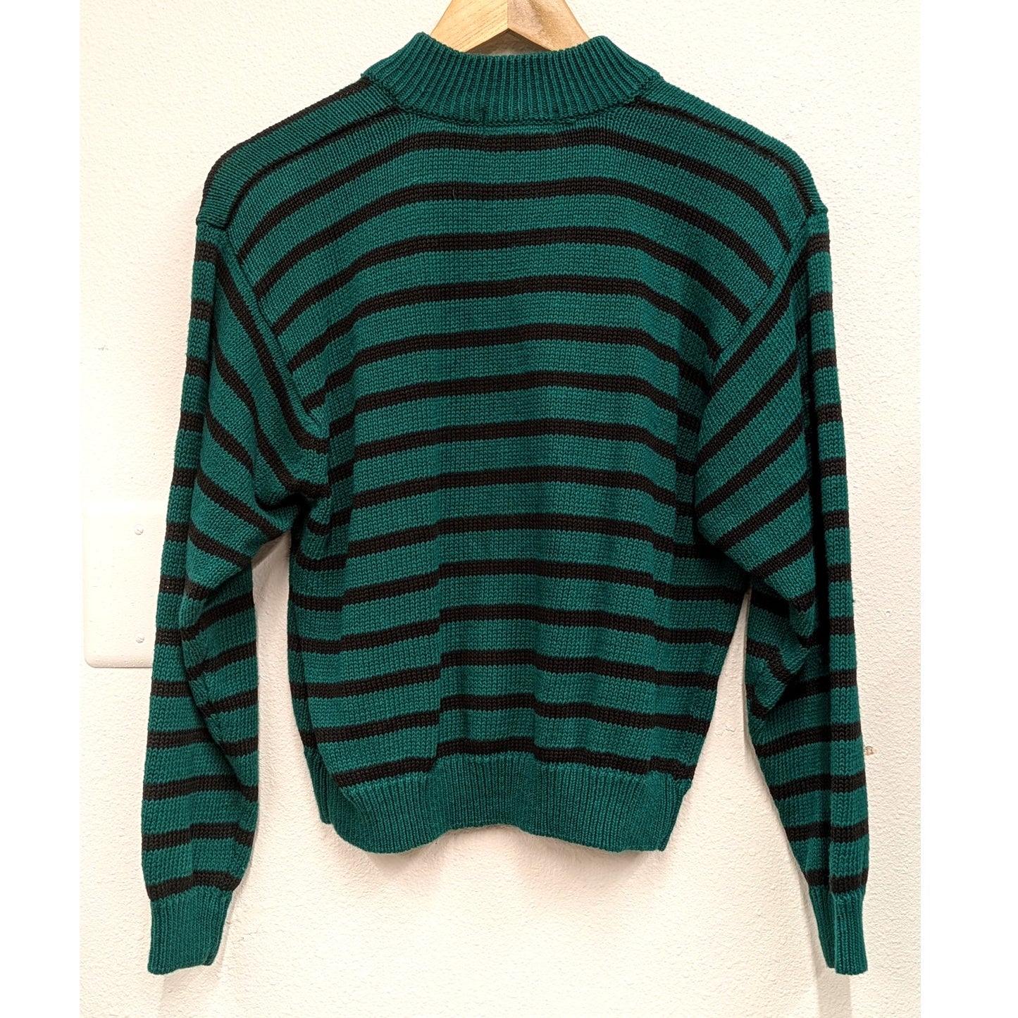 Vintage Jamie Scott Black and Green Striped Cardigan