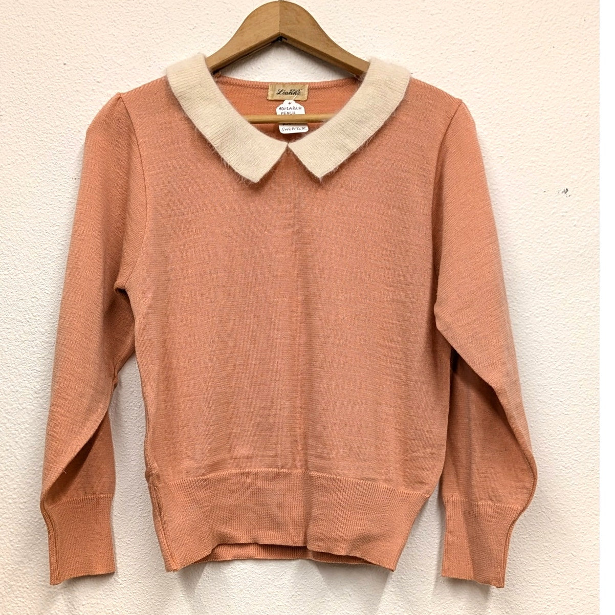 Vintage peach Lianne collared sweater