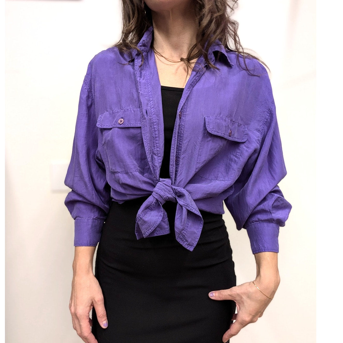 Vintage 100% silk Purple Oni Wear Blouse