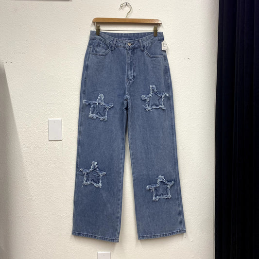 Denim Star Patch Wide Leg Jeans