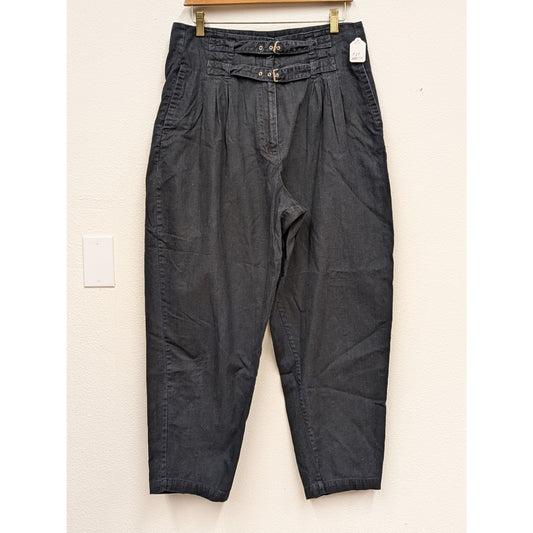 80s JVC Collection Black Cotten Blend Tapered Buckle Trousers