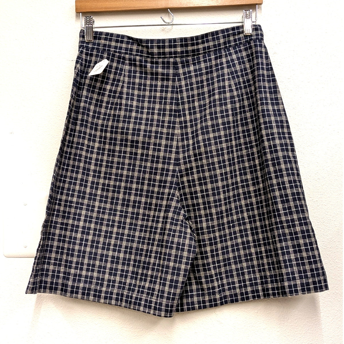 Vtg Savannah Blue Plaid Linen Blend Skort