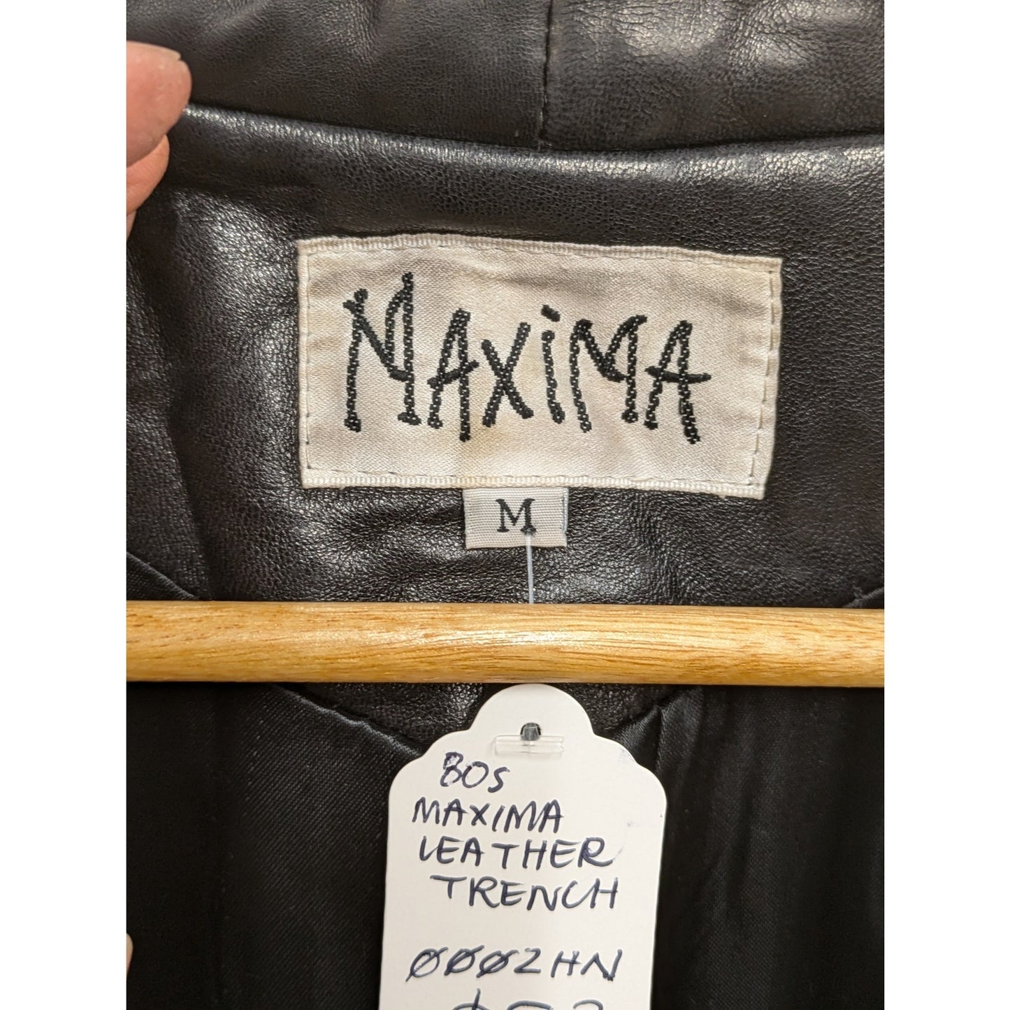 1980s Black Leather Maxima Trench Coat