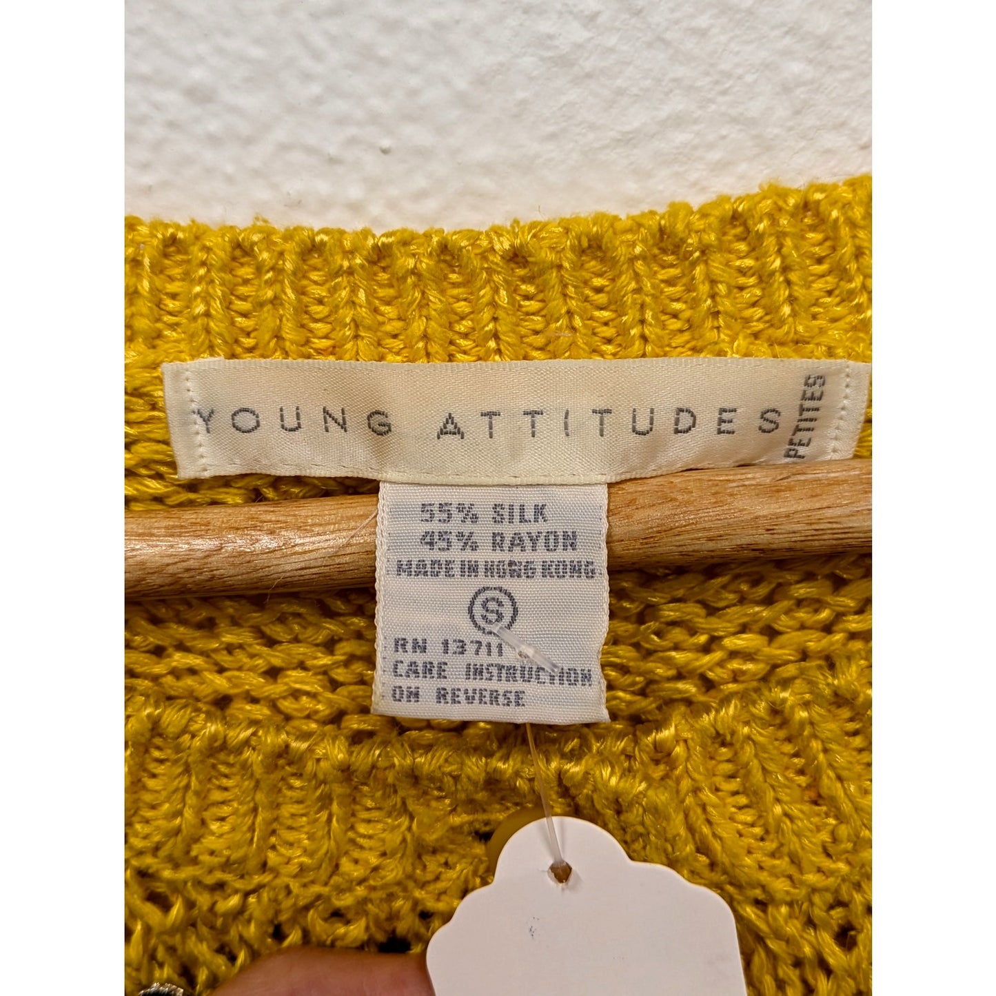 Vintage-Inspired Young Attitudes Yellow Knit Short Sleeve Sweater