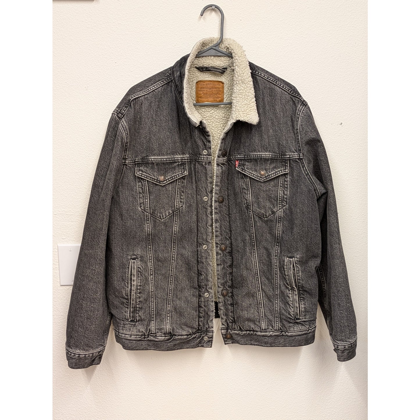 Levi's Sherpa Lined Black Stone Wash Denim Jacket