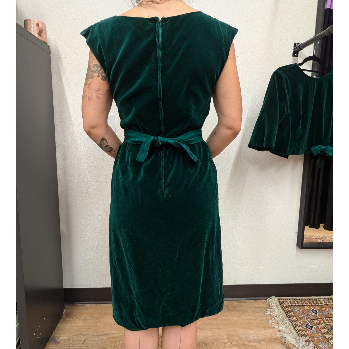 1960s emerald Green velvet dress with matching jacket