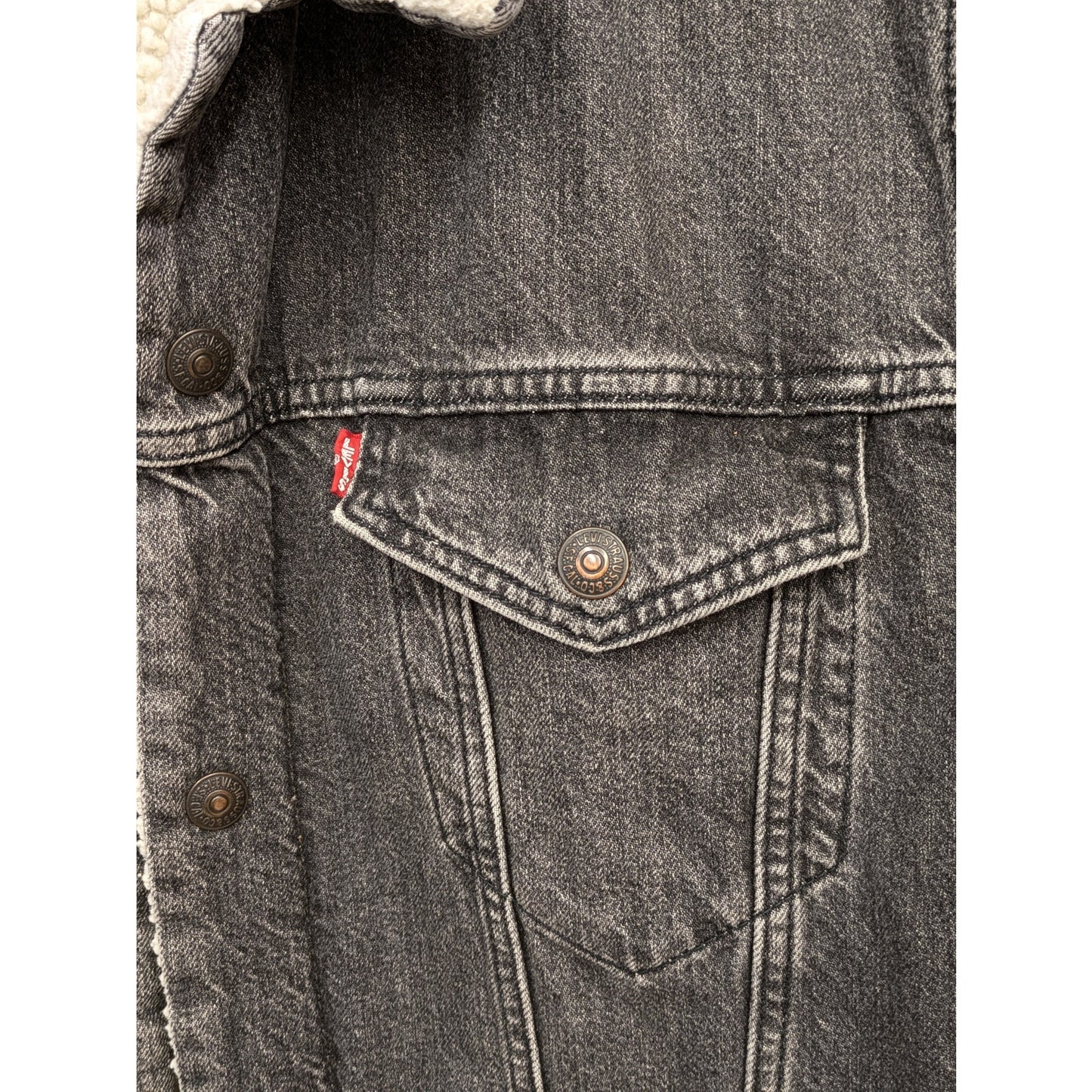 Levi's Sherpa Lined Black Stone Wash Denim Jacket