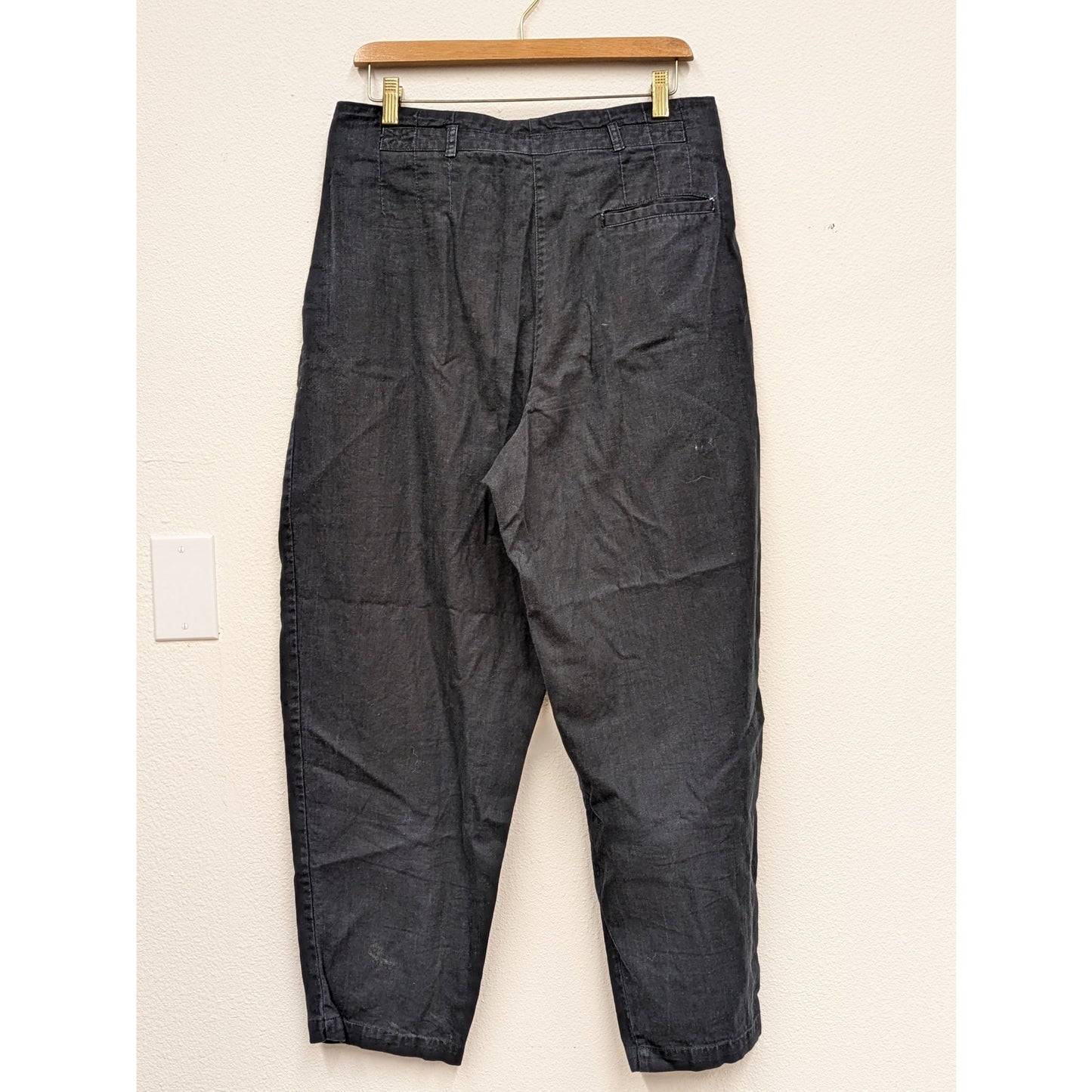 80s JVC Collection Black Cotten Blend Tapered Buckle Trousers