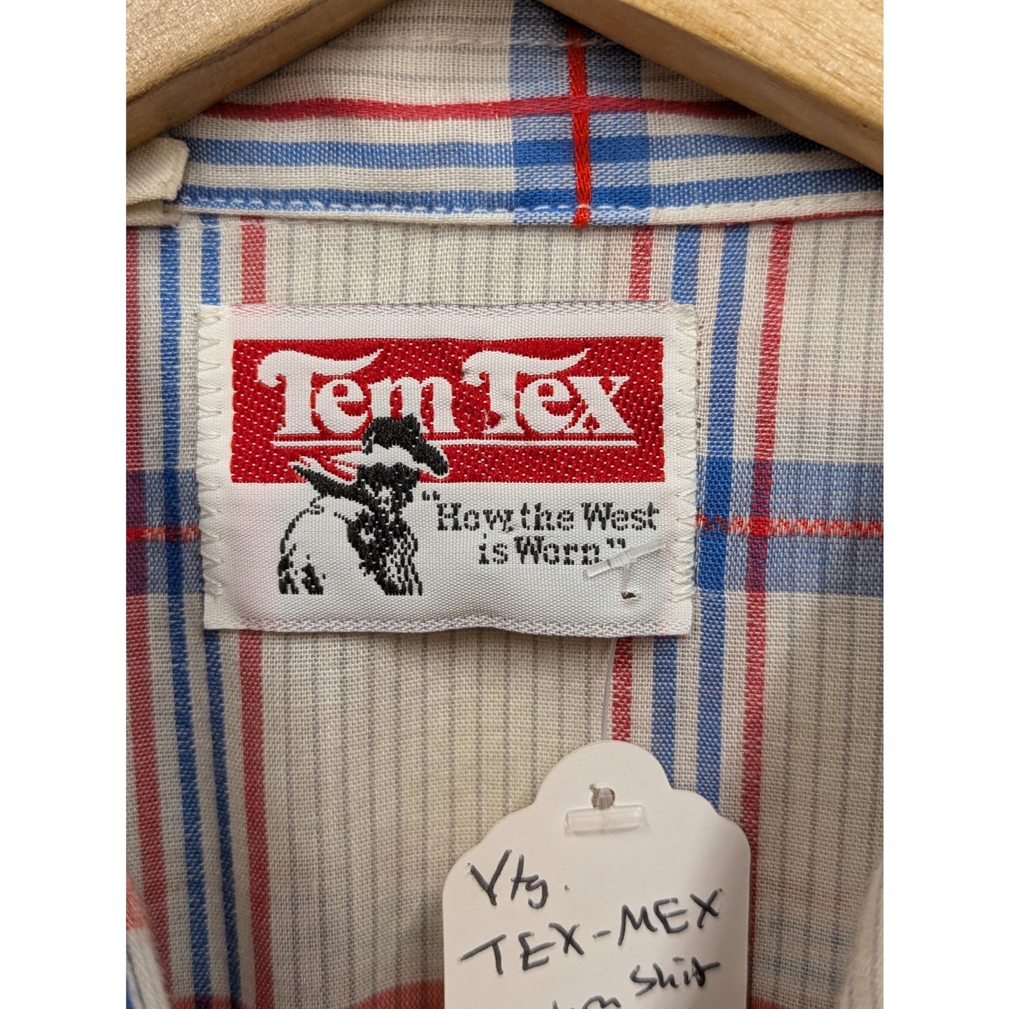 Vintage Tex Mex weastern plaid shirt with pearl snap buttons