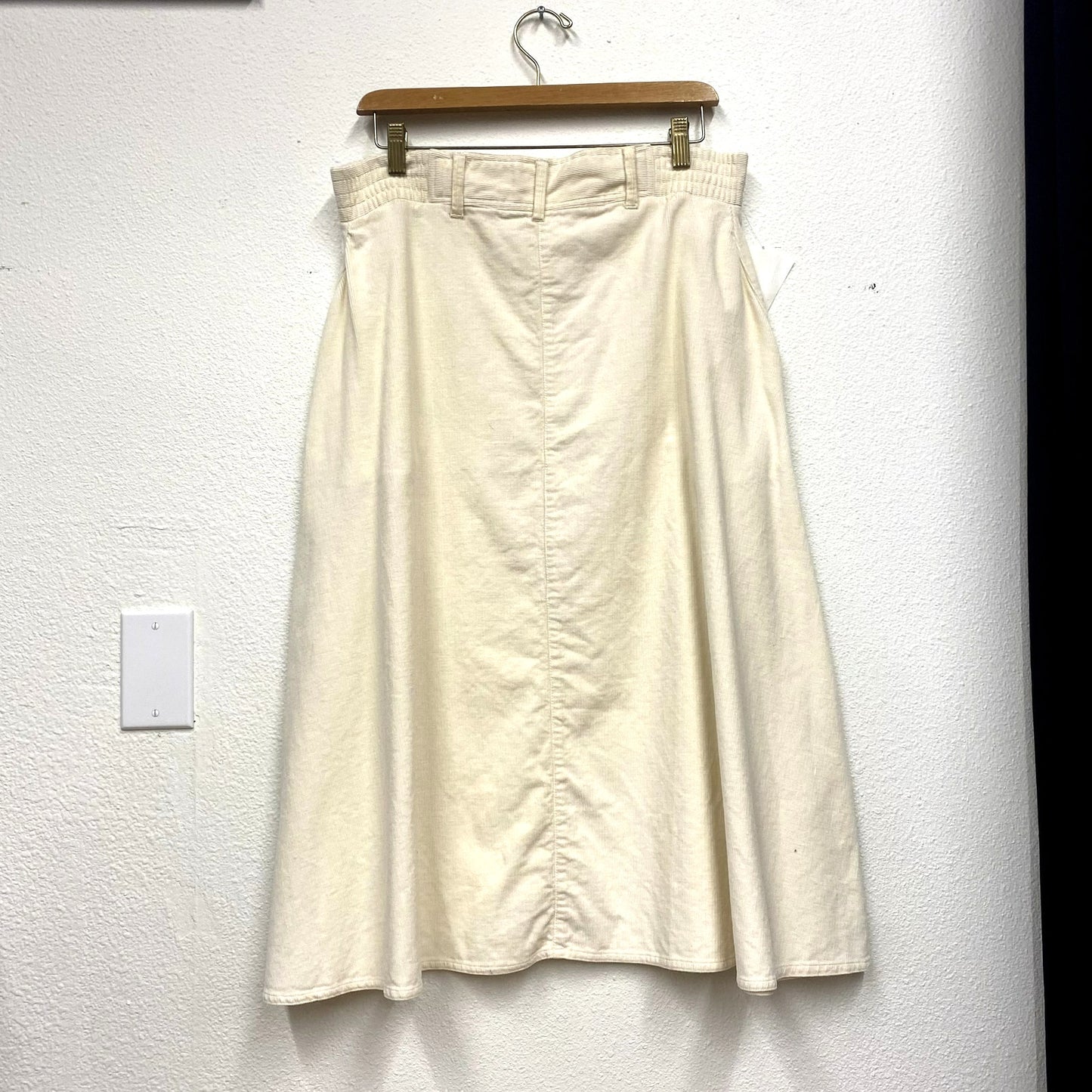 1980s Joan Harper Cream Corduroy Midi Skirt