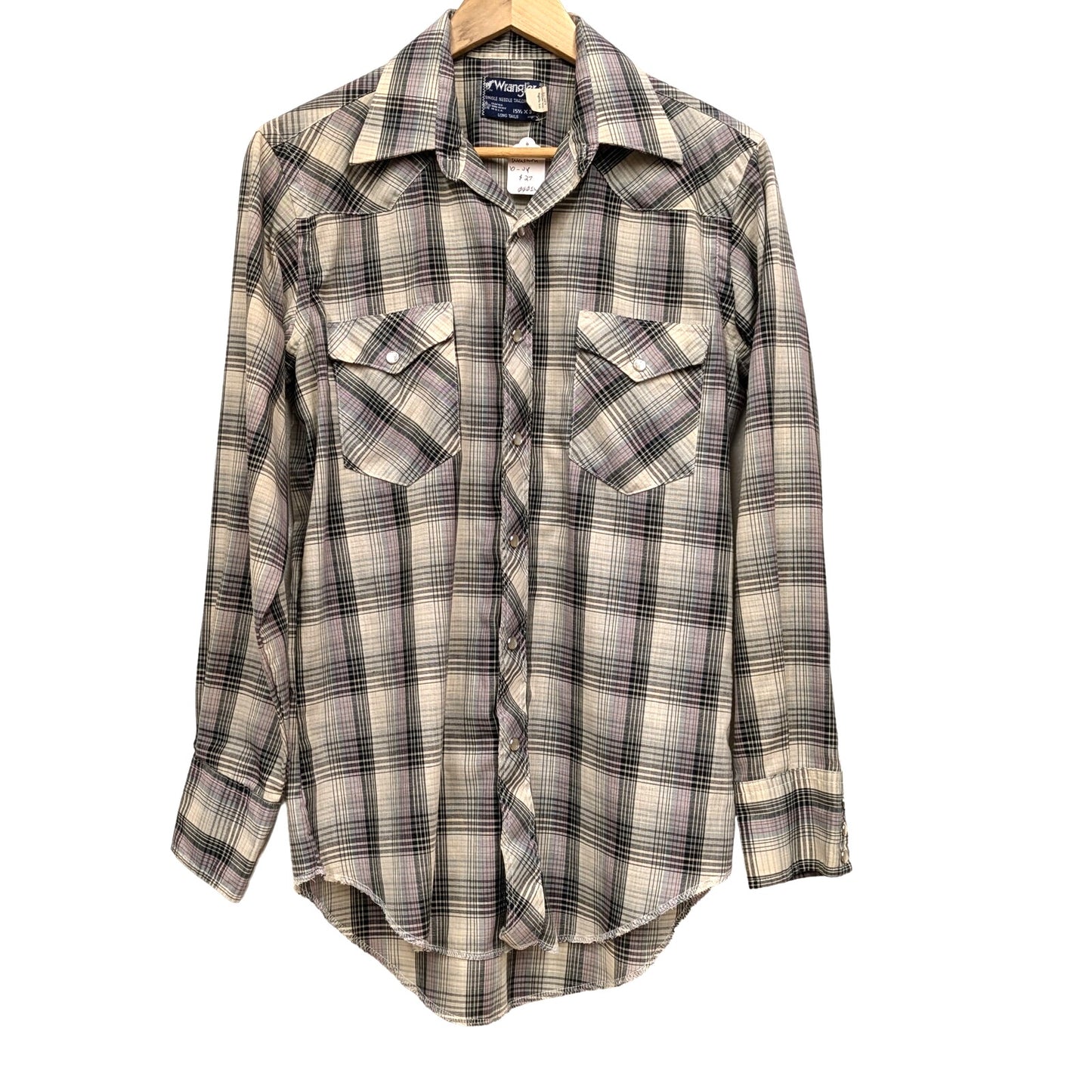 Vintage Wrangler plaid Western pearl snap-up shirt